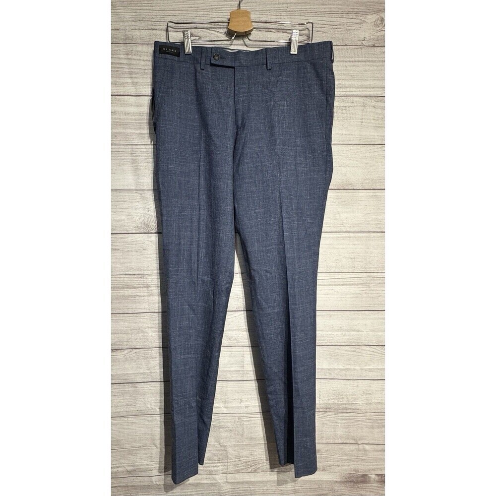 Ted Baker Modern Navy Mix Suit Trousers Pants 34R Wool /LINE - Picture 3 of 12